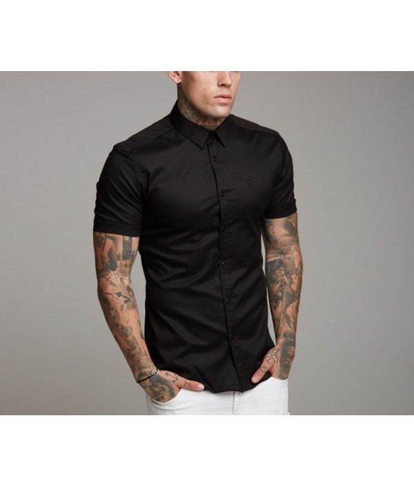 Loose Size Men Shirts Black white 100% C...