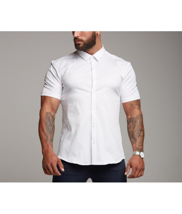 Loose Size Men Shirts Black white 100% Cotton Short Sleeve men's shirt