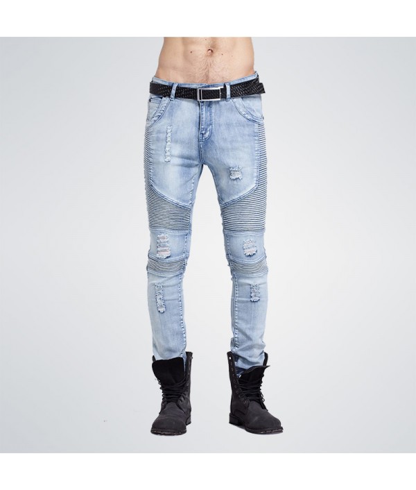 Hip-Hop Men Jeans Casual Denim Distresse...