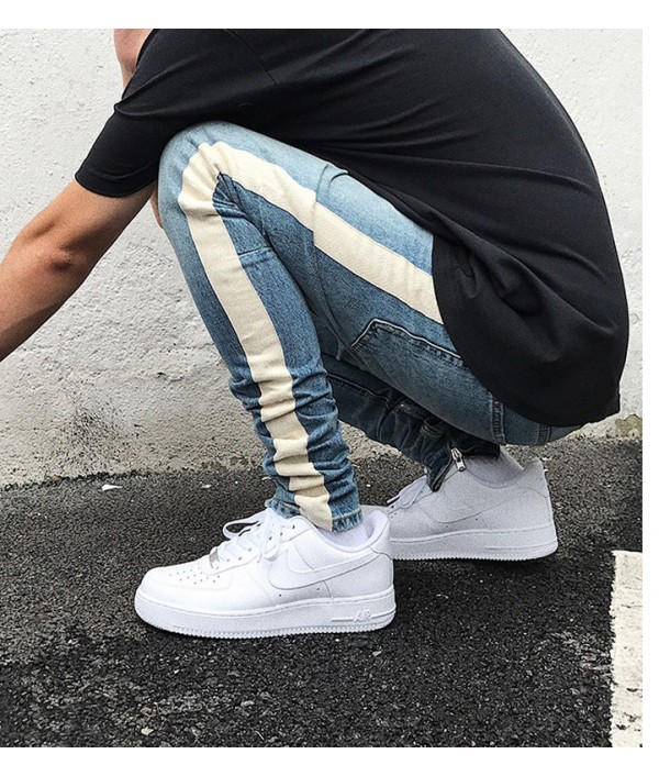 Skinny Jeans Men Hip Hop stripe Ripped E...