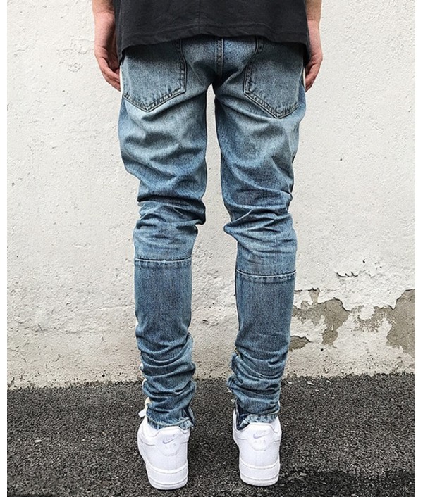 Skinny Jeans Men Hip Hop stripe Ripped Elastic Slim Fit Jeans Male Stretchy Pants street fear of God trousers