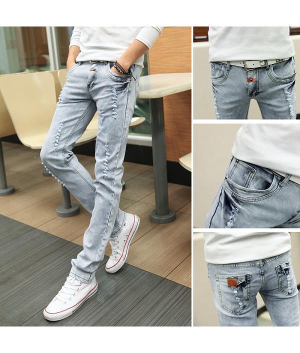 Spring and Summer New Men's Jeans Pant Korean Style Influx Sky Blue Casual Trousers Cool Stretch Man denim Pants 