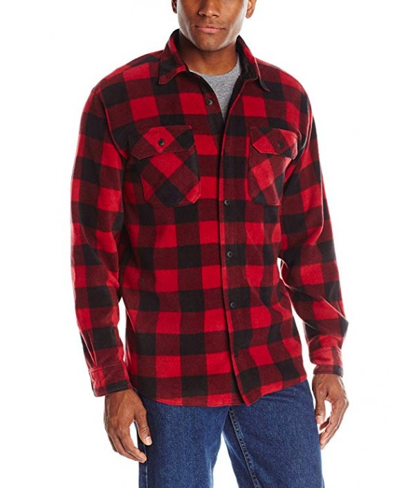 Men's Long Sleeve Plaid Fleece Shirt