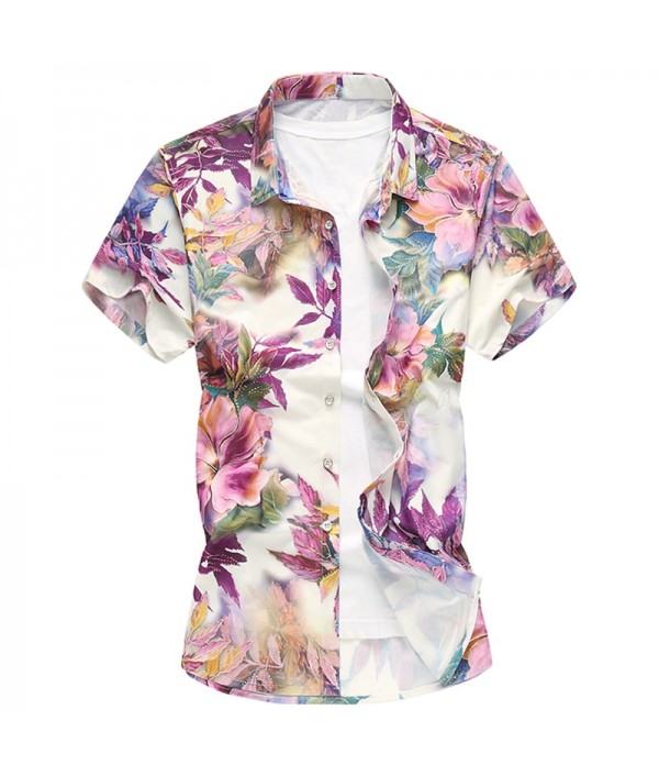 New Floral Print Hawaiian Casual Shirt B...