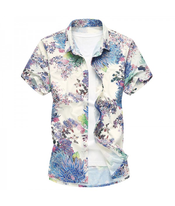 New Floral Print Hawaiian Casual Shirt Brand Clothing Short Sleeve Men Shirt