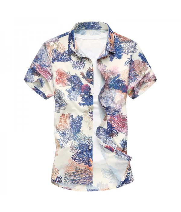 New Floral Print Hawaiian Casual Shirt Brand Clothing Short Sleeve Men Shirt