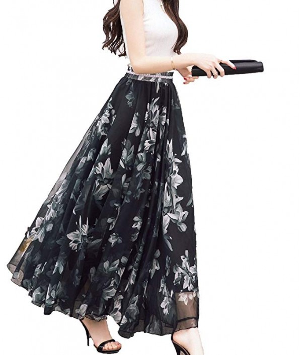 Women Full/Ankle Length Blending Chiffon Long Skirt Beach Skirt