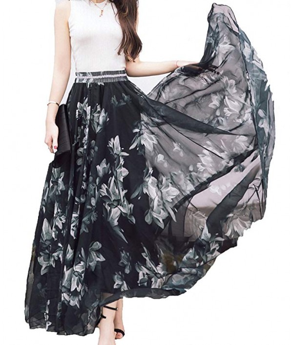 Women Full/Ankle Length Blending Chiffon Long Skirt Beach Skirt