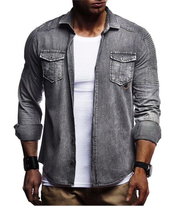 Men Washed Shirts Long Sleeves Slim Fit Jean Shirts For Men Cowboy Tees Tops Classic Casual Outerwear