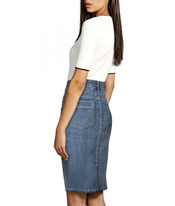 Womens Super Comfy Perfect Fit Stretch Denim Skirt